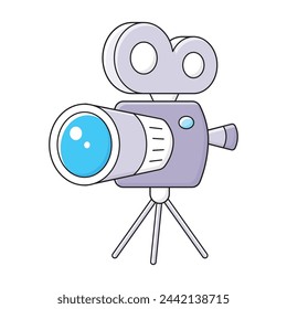 Movie camera on a tripod isolated vector illustration