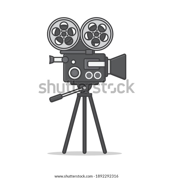 Movie Camera On A Tripod Vector Icon Illustration.\
Movie And Film Flat Icon
