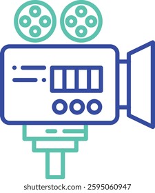 movie camera outline dual color vector illustration icon design