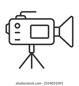 Movie camera outline icon, editable vector illustration and transparent graphic element. Isolated on white background