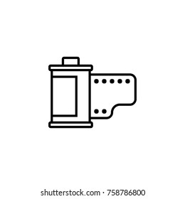 Movie camera photo reel length vector illustration simple modern line icon pictogram symbol