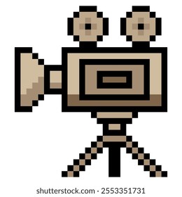 Movie camera in pixel art style