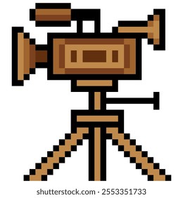 Movie camera in pixel art style