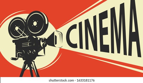 Movie camera retro. Cinema, movie poster vector