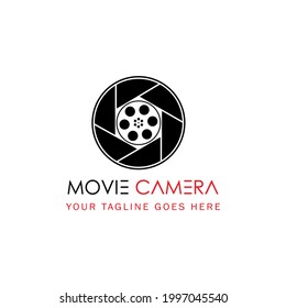 Movie Camera shutter icon in black solid flat design icon isolated on white background