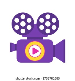 Movie Camera Stand icon. Retro movie camera, camcorder. Flat vector illustration.