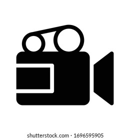 icono plano de glifo vectorial de cámara de película 