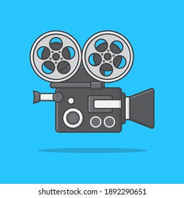 Movie Camera Vector Icon Illustration. Movie And Film Flat Icon