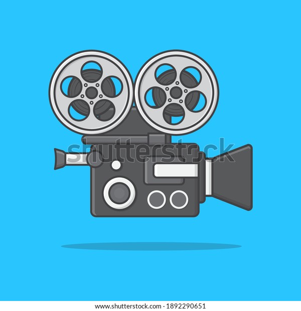 Movie Camera Vector Icon Illustration. Movie And\
Film Flat Icon
