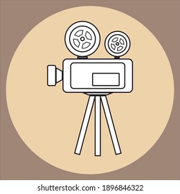 Movie camera vector icon, isolated object background