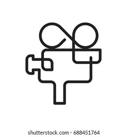 Movie camera vector icon. One line style