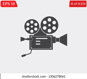 Movie camera vector icon.Cinema camera flat design icon