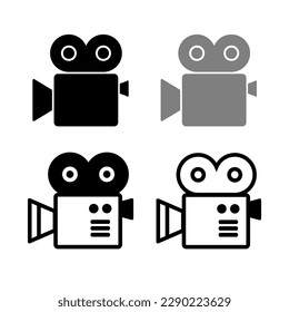 Movie camera vector icons on white background