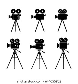 Movie camera vector icons on white background