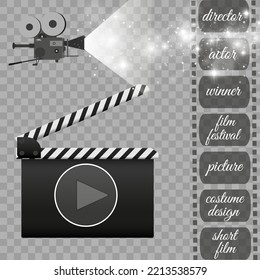 
Filmkamera, Vektorgrafik. Installiert auf transparentem Hintergrund.Kinoausrüstung.