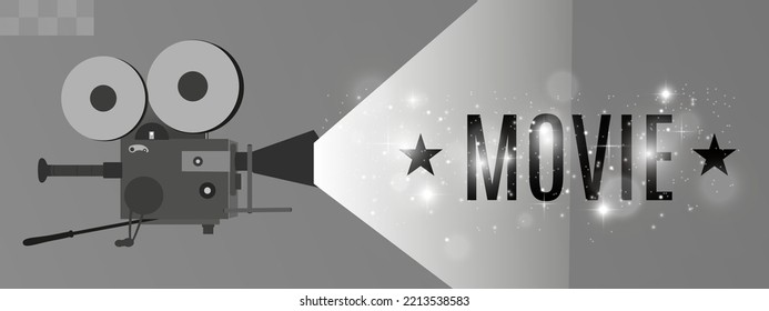 
Movie camera, vector illustration. Installed on a transparent background.Cinema equipment.