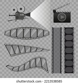 
Movie camera, vector illustration. Installed on a transparent background.Cinema equipment.