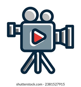 Movie Camera Vector Thick Line Filled Dark Colors Icons For Personal And Commercial Use.
