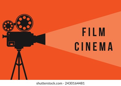 movie camera video and film reel vector background template