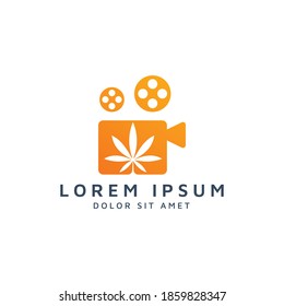 movie and cannabis negative space logo design
