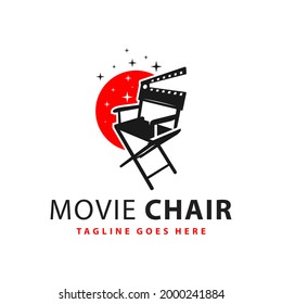 movie chair illustration logo design