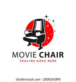 movie chair illustration logo design