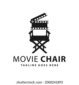 movie chair illustration logo design