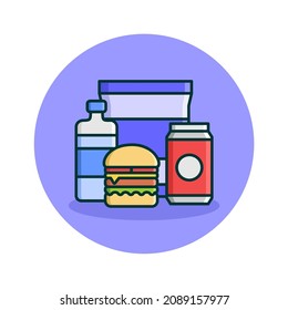 movie chill with snack simple vector design set