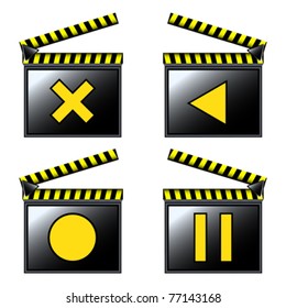 movie cinema clapboard icons; vector art illustration