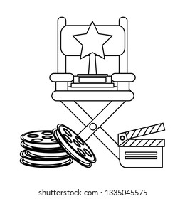 Movie and cinema elements in black and white