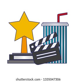 Movie and cinema elements blue lines