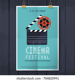 Movie cinema festival poster. Flat design modern vector illustration concept.