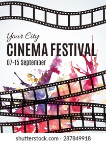 Movie cinema festival poster. Vector template. 