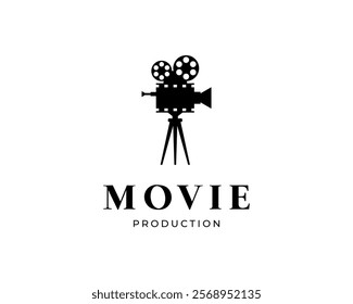 Movie Cinema Film Camera Director Production Motion Picture Theater Vector Logo Design Illustration