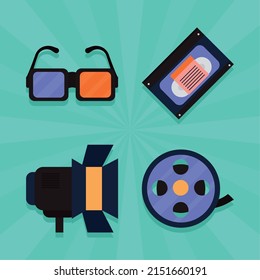 movie and cinema icon set