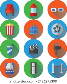 Movie Cinema Icon Set Flat Design