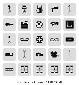 Movie cinema icon symbol set on  background. 