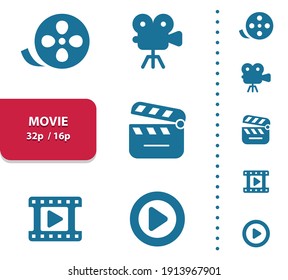 Movie - Cinema Icons. Professional, pixel perfect icons, EPS 10 format, optimized for 32p and 16p