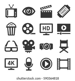 Movie Cinema Icons Set. Vector