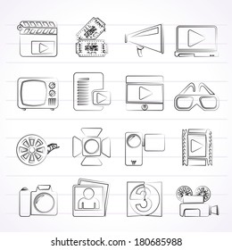 Movie and cinema icons -vector icon set