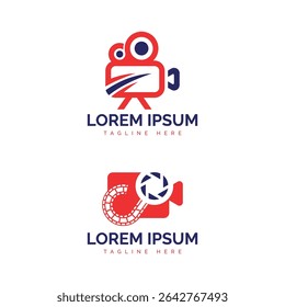 Movie cinema logo design modern collection video camera studio