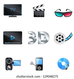 movie / cinema and music icons - vector illustration