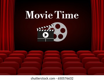 Movie cinema poster design. Vector template banner Movie Time