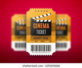 Movie cinema premiere poster design with cinema tickets. Vector background.