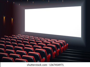 Movie cinema premiere poster design with white screen. Vector background