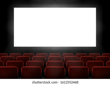 Movie Cinema Premiere Poster Design With White Screen. Your Text Is Here. Vector Illustration.