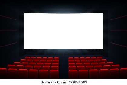Movie cinema premiere poster design with white screen. Cinema screen. Movie theater vector background.