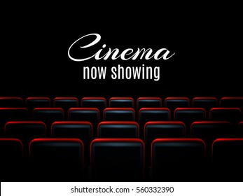 Movie cinema premiere poster design with red seats. Vector background.