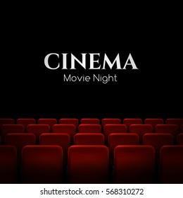 Movie cinema premiere poster design with red seats. Vector background.