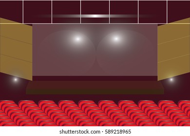 Movie cinema premiere poster design with white screen. Vector background.